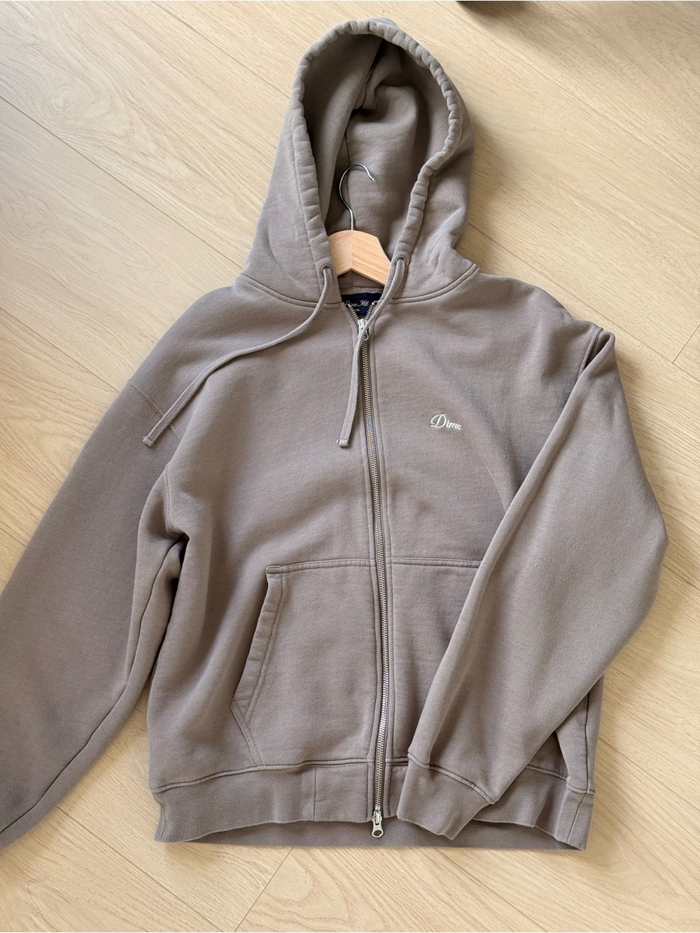 Dime Taupe Zip-Up Hooded Sweatshirt